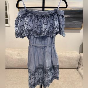 New York & Co Blue off the shoulder summer dress